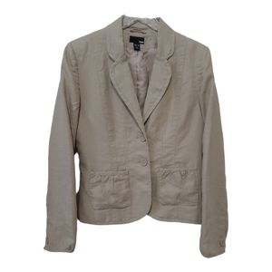 🌺H&M Khaki Tan Linen Blazer Size 10